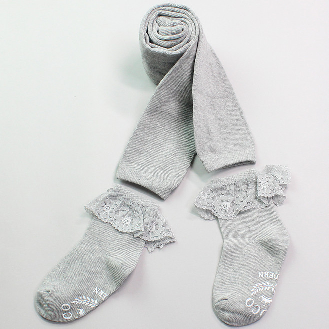 코코모던 유아동 심플 망사 분리 타이즈 + 넌슬립 양말 세트