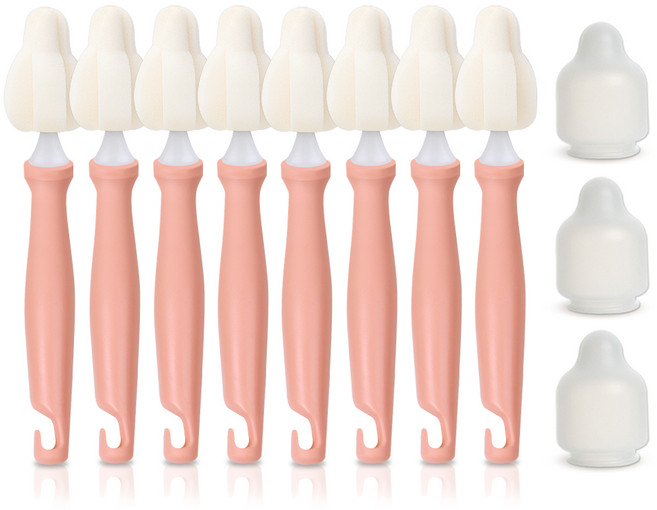 하이비 몽글이 미니솔 젖병 젖꼭지 세척솔 8p + 먼지캡 3p, 코랄, 1세트