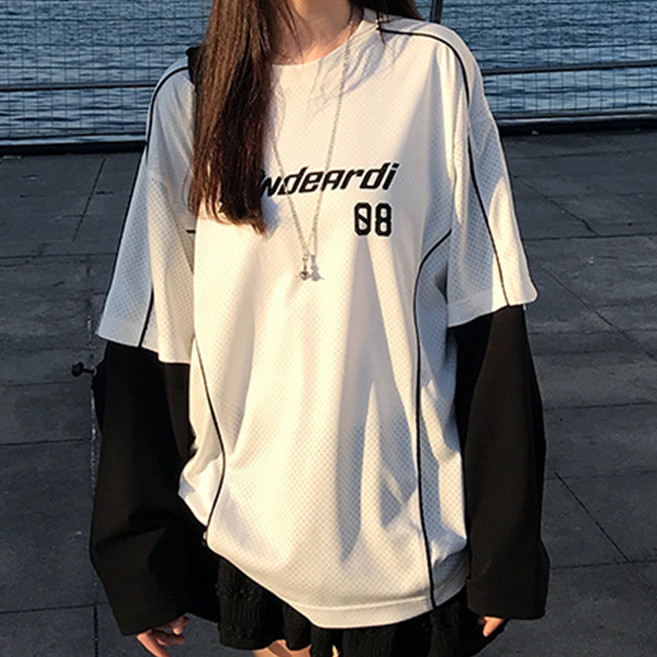 젤루나 여성용 레이어드 스포티 긴팔 티셔츠 TH-39