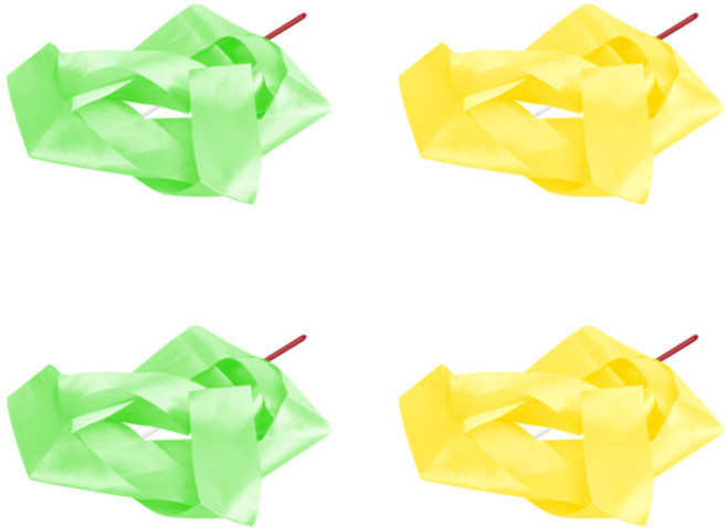 마켓감성 체조 리본 세트 그린 + 옐로, 2세트