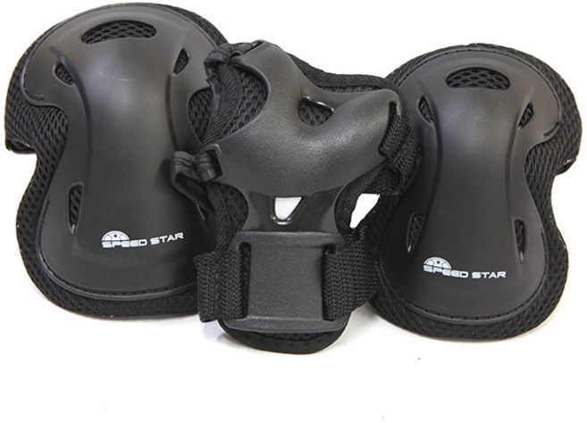 스피드스타 아동용 보호대 손목 2p + 팔꿈치 2p + 무릎 2p 세트, 블랙, 1개