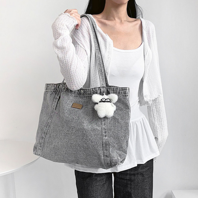 프롬헤븐 머드파 캐주얼 빈티지 데님 숄더백 + 키링 세트 H962