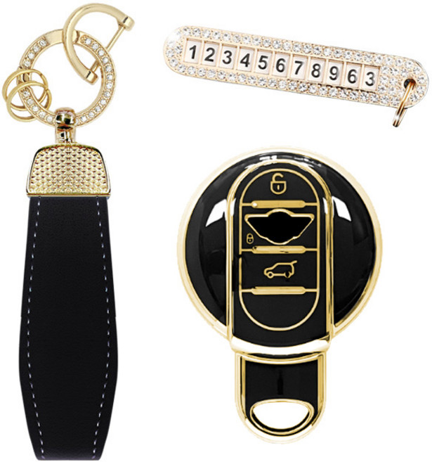 카템 엣지라인 풀커버 스마트키 케이스 세트, 블랙골드, 미니 01