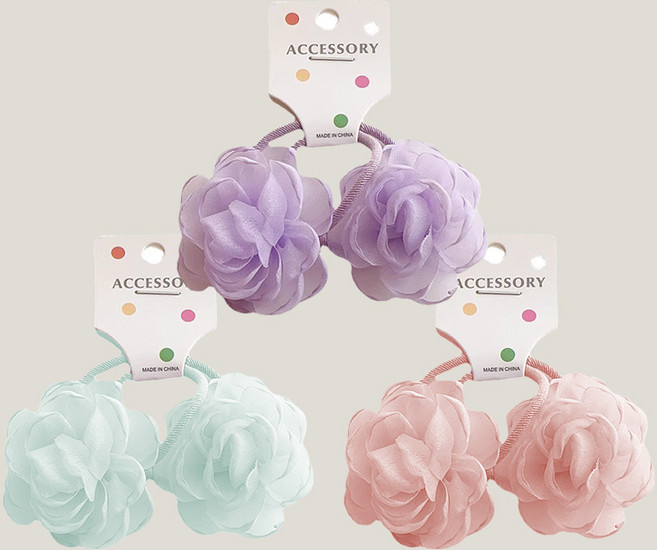키즈데이 여아용 헤어끈 쉬폰로즈 3종 세트