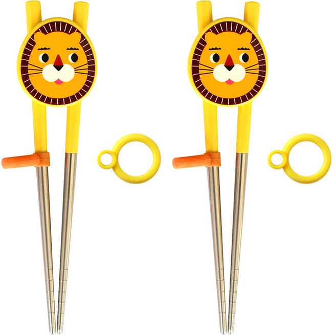 애니팜 연습용 아동 교정젓가락 2p + 추가링 2p, 사자, 1세트
