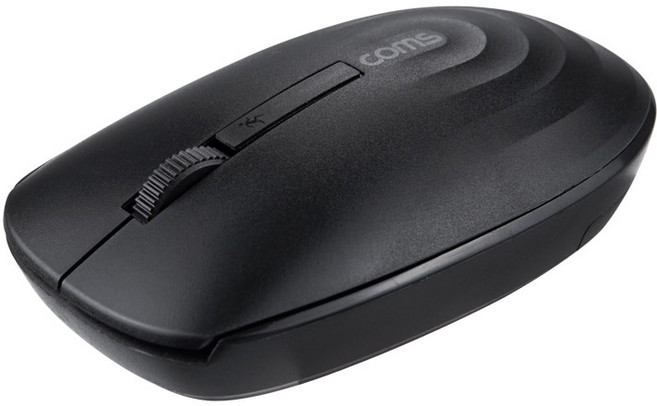 Coms 무소음 무선 옵티컬 양손 마우스 2.4Hz 1600dpi, JD577, 블랙