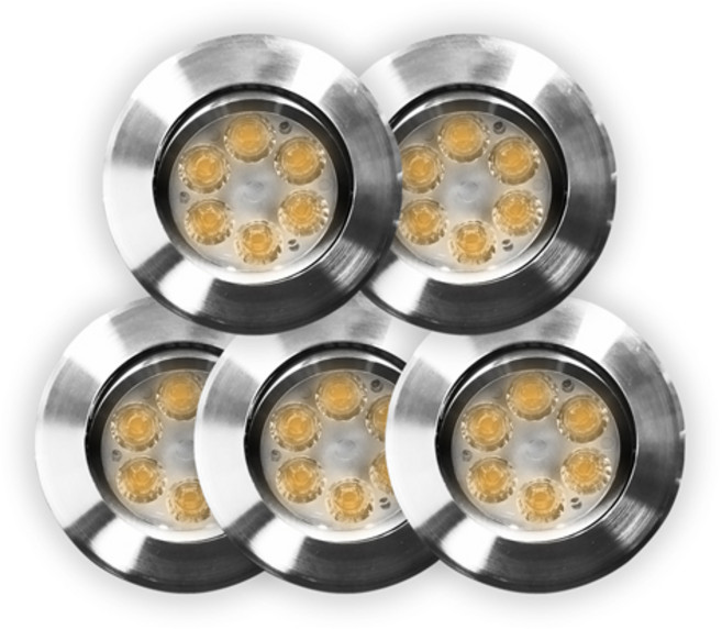 LED 일체형 매입등 MR 7.62cm 5W 전구색, 크롬 + 전구색, 5개