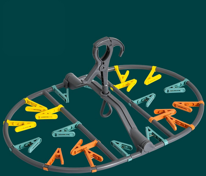 편리한 가정용 여행용 다목적 옷걸이 행거 라운드 빨래 집게, 그레이, 1개