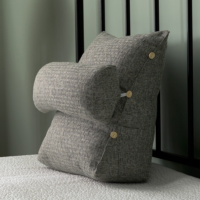 EBLANK 小型三角靠背墊 + 半圓形枕頭組合, 炭灰色