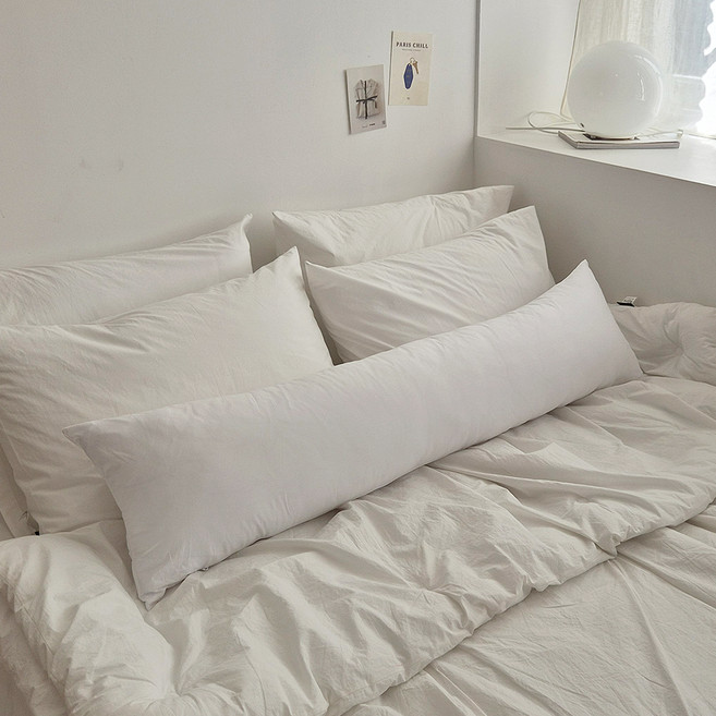 I'm Living 純棉60支扁平多用途長抱枕, 白色