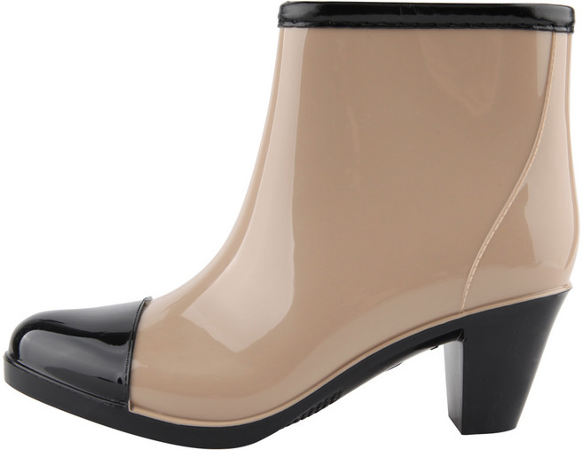 단골언니 여성용 콤비 워터리 힐 레인부츠 6cm