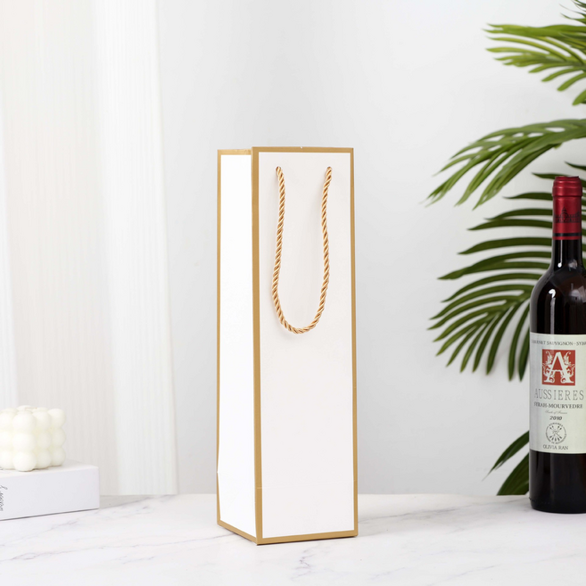 그리뉴얼 고급 테두리 와인 쇼핑백 싱글, 화이트, 10개