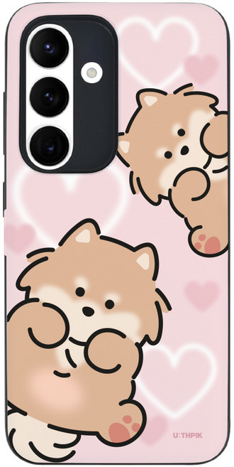 유스픽 디자인 카드 2장 수납 마그네틱도어 휴대폰 케이스 왕왕 귀여워 발라당