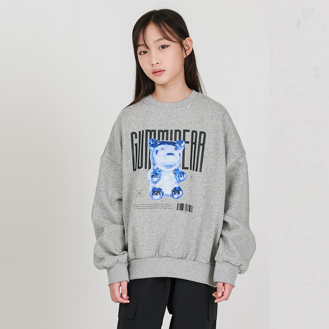 제니 아동용 오버핏 구미베어 기모 맨투맨 JN5004M