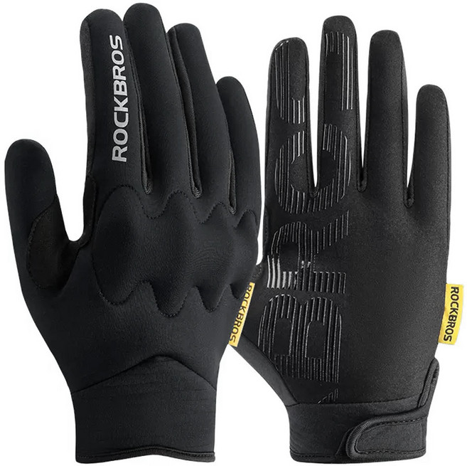 락브로스 충격 흡수패드 스마트폰터치 사이클링 긴장갑 양손 세트 MT025, 블랙