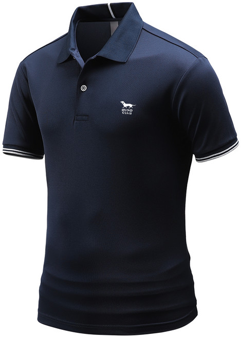 다꾸앙 남성용 훈트독 반팔 자수 카라 티셔츠 E04JKA_JC3856