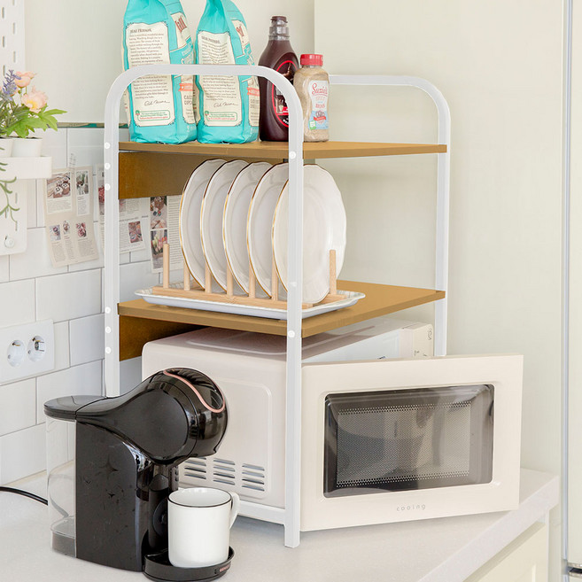 GAGU FEELING 弧形車床 2 層, 白色(支架) 木色(層板)