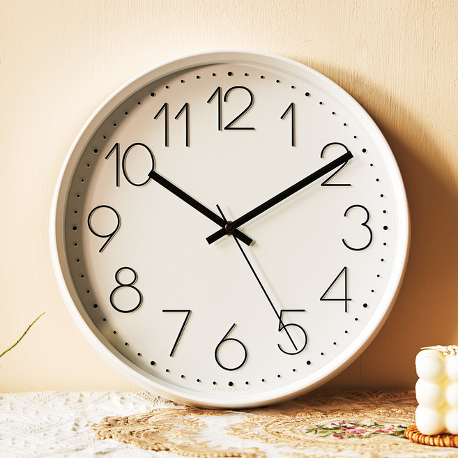 280파이 마일드 3D 무소음 벽시계, 화이트 블랙