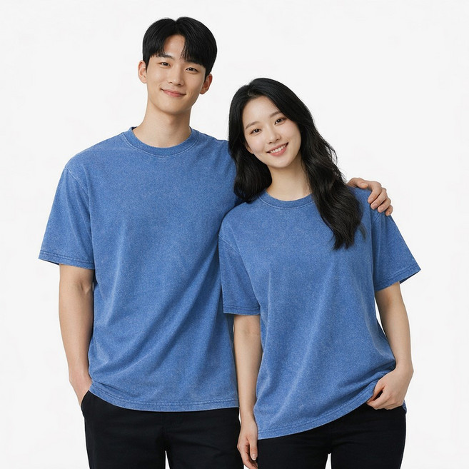 언헤브 남녀공용 피그먼트 워싱 반팔 티셔츠