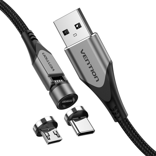 VEnTIOn 威迅 180度 Type-C 5-pin 兩用磁吸高速充電線 CQX, 混合色, 1.5m
