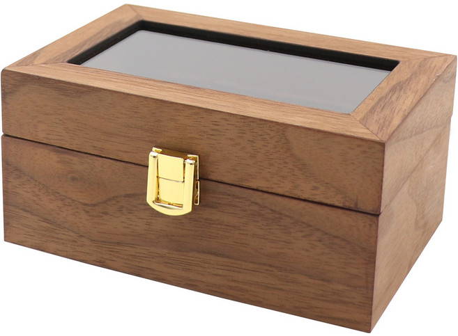 하늬통상 우드 3구 시계 보관함, 브라운, 1개