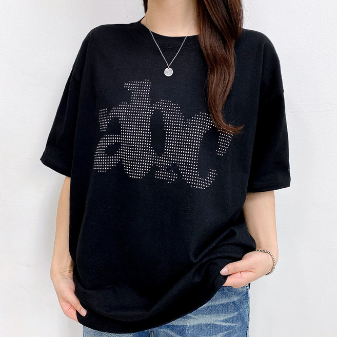 젤루나 여성용 순면 100% ABC 루즈핏 5부 반팔 티셔츠 TH-43