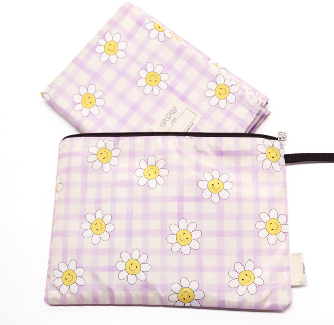 세맘스 양면방수 피크닉 매트 + 파우치 세트, 데이지체크