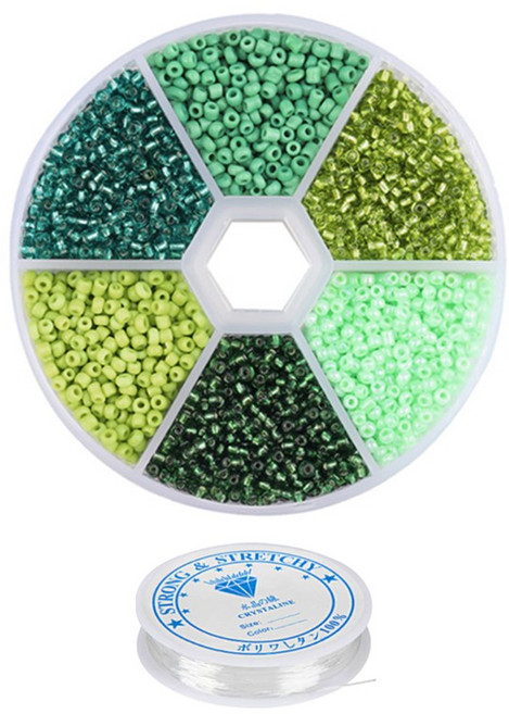 리니팜 컬러 시드비즈 2mm + 원판 세트, 포레스트, 1세트
