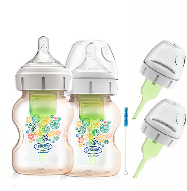 닥터브라운 옵션스 플러스 PPSU 와이드넥 젖병 2p + 통기시스템 2p, 혼합색상, 150ml, 1세트