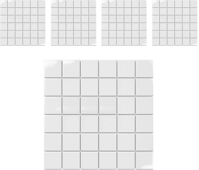 모네스페스 자기질 모자이크 타일 48mm, 유광 화이트, 5개