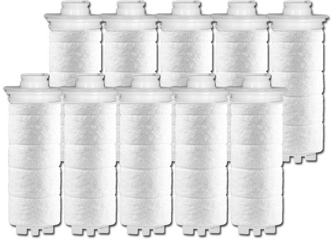 샤워플러스 아쿠아듀오 SF-1000 주방 핸디 염소녹물 리필 필터, 10개