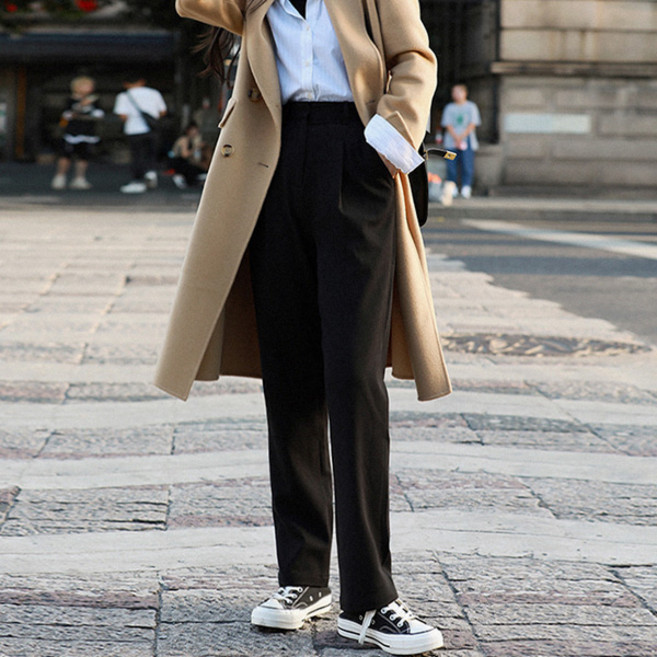 패션풀 여성용 포일 일자핏 기모 슬랙스 27348