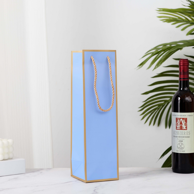 그리뉴얼 고급 테두리 와인 쇼핑백 싱글, 블루, 10개