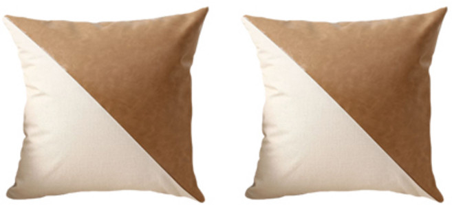 더플로우컴퍼니 하프앤하프 가죽 스티치 쿠션커버 2p