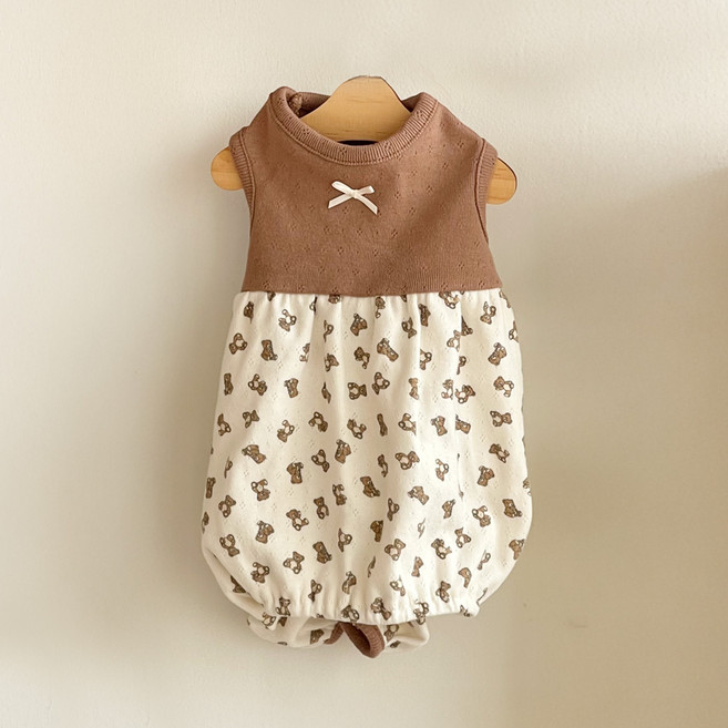 그루밍댕이 강아지 테디벌룬 민소매 올인원, 모카, 1개