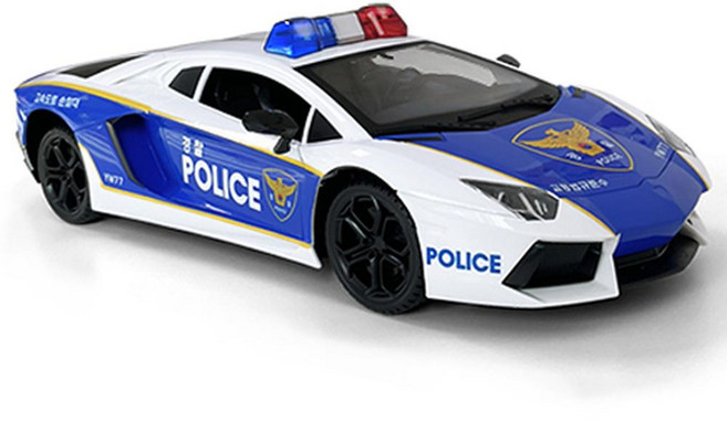 YOO&won 慣性高速公路警車玩具, 1個, 藍色