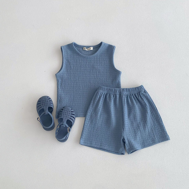 베베니즈 아동용 물결주름 민소매 상하의 세트