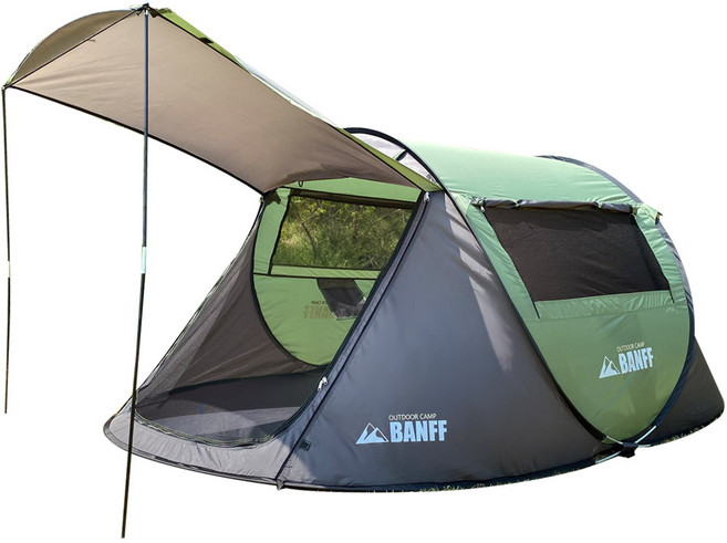 밴프 원터치 캐머런 텐트 캐노피 CT07, 카키, 4인용