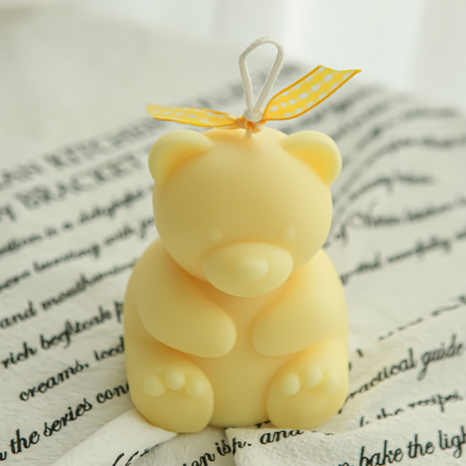 제이블룸 라에아 테디베어 오브제 캔들 옐로우, 265g, 1개, 티니 스위트