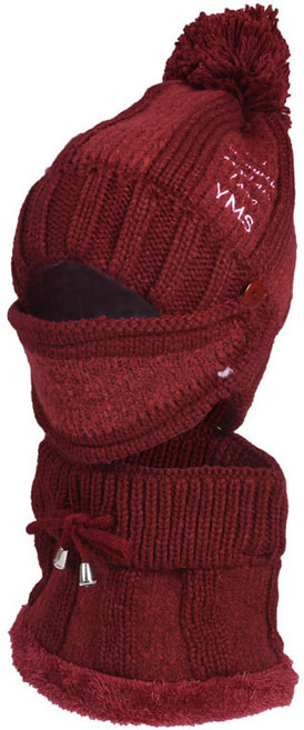 나야스타일 남녀공용 스포츠 방한 비니 + 마스크 + 넥워머 세트 DJBG-61-5, 와인, 1개