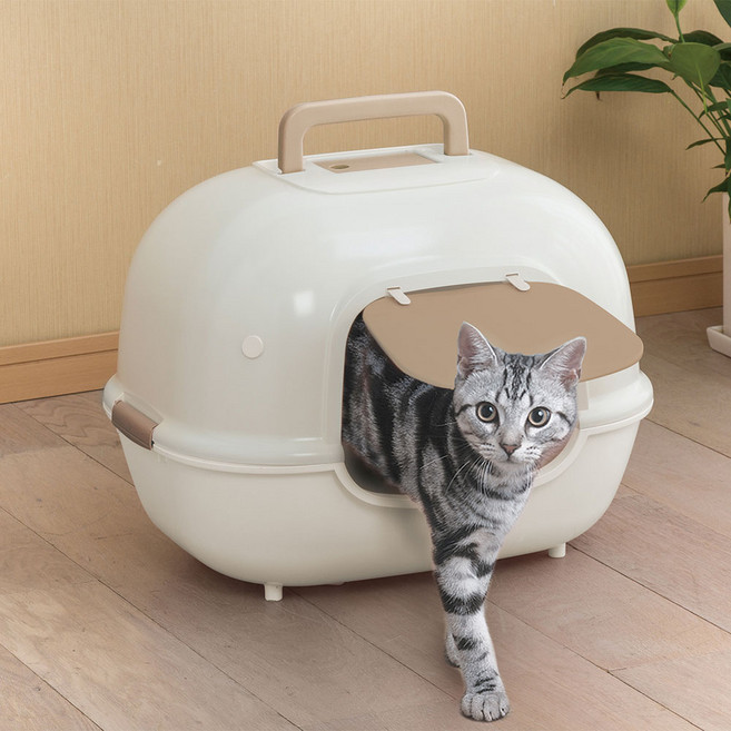 아이리스 고양이 후드형 화장실 WNT-510, 화이트 베이지, 1개