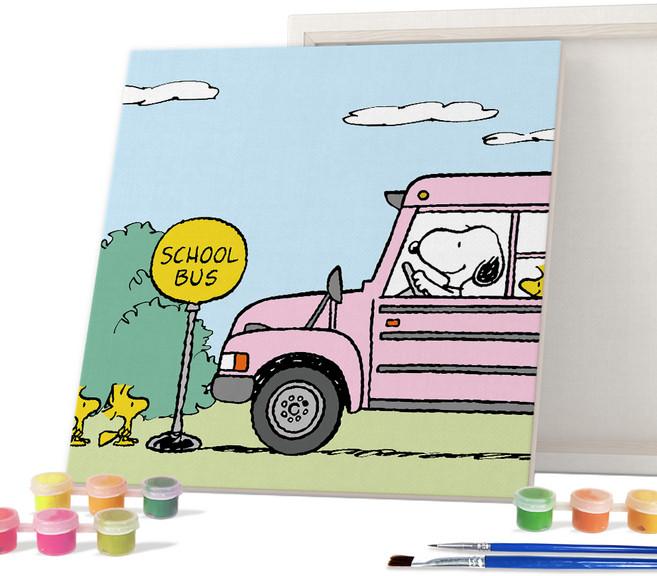 아이러브페인팅 스누피피너츠 DIY 그리기 캔버스 시리즈 2525 TRAVEL 시리즈, 스누피 스쿨버스, 1개