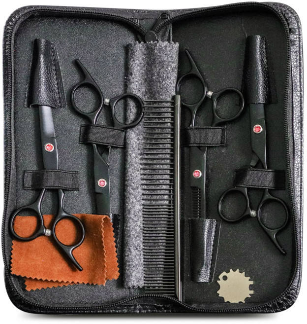 딩동펫 더 프리미엄 애견 미용가위 세트, 혼합색상, 1세트