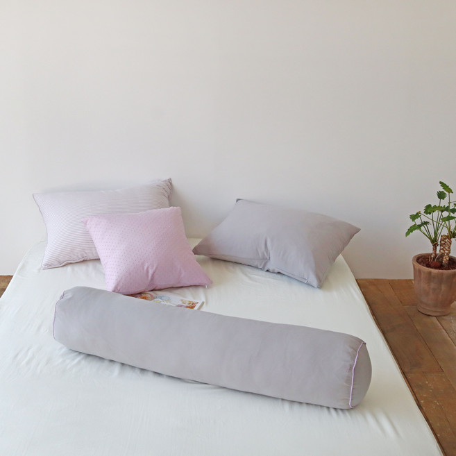 누블 모찌 피치스킨 원형 롱쿠션 바디필로우 커버, 그레이