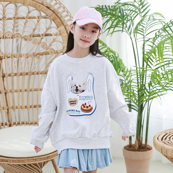 제니키즈 여아용 오버핏 트레져백 맨투맨