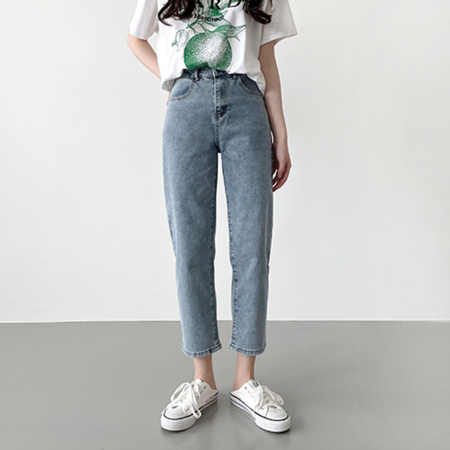 잘빠진 여성용 숏/베이직/롱 기장별 보이핏 스판 데님 팬츠