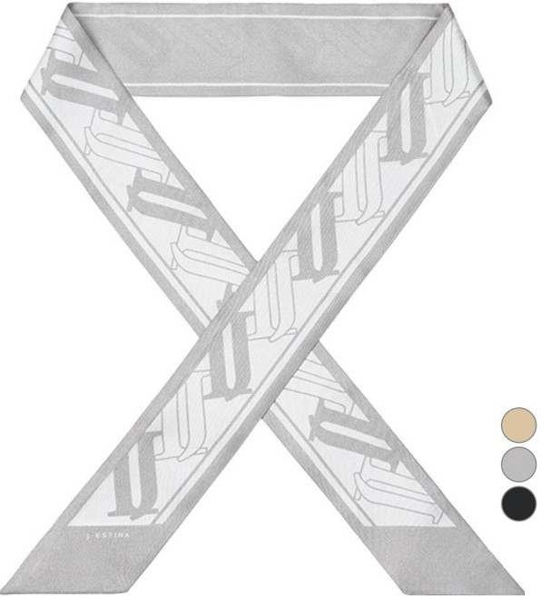 J.ESTINA 女性 JOELLE 絲綢絲巾 JEACED5BS720GR330 + 購物袋 灰色