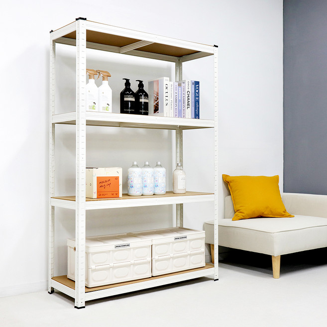 팬물산 이지라이프 경량랙 조립식 앵글선반, 화이트, 4단