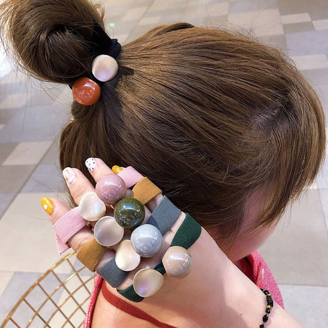 걸핀스 아크릴볼 포인트 납작 머리끈 5종 세트 589