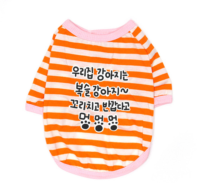 블랭크도그 반려동물 복슬강아지 티셔츠, ORENGE, 1개